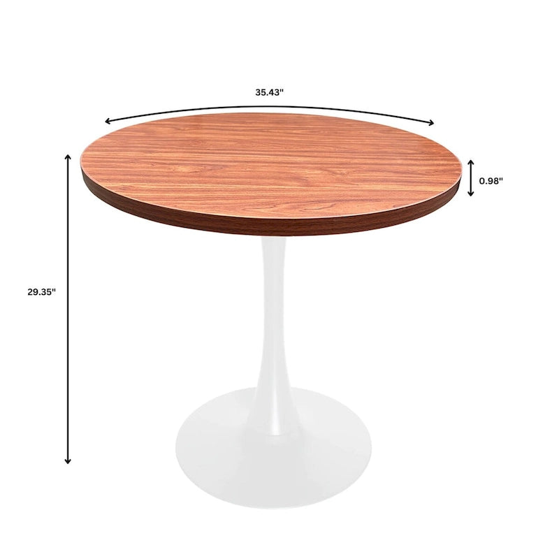 36" Round Dining Table for 4 with MDF Top and Modern White Iron Base