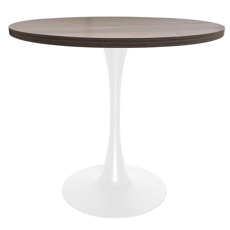 36" Round Dining Table for 4 with MDF Top and Modern White Iron Base