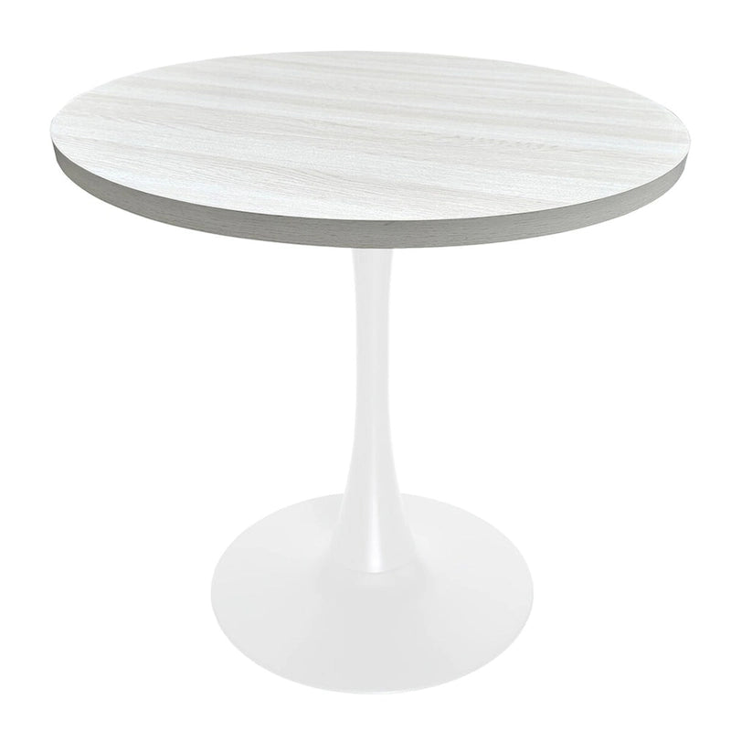 36" Round Dining Table for 4 with MDF Top and Modern White Iron Base