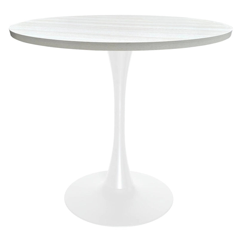 36" Round Dining Table for 4 with MDF Top and Modern White Iron Base
