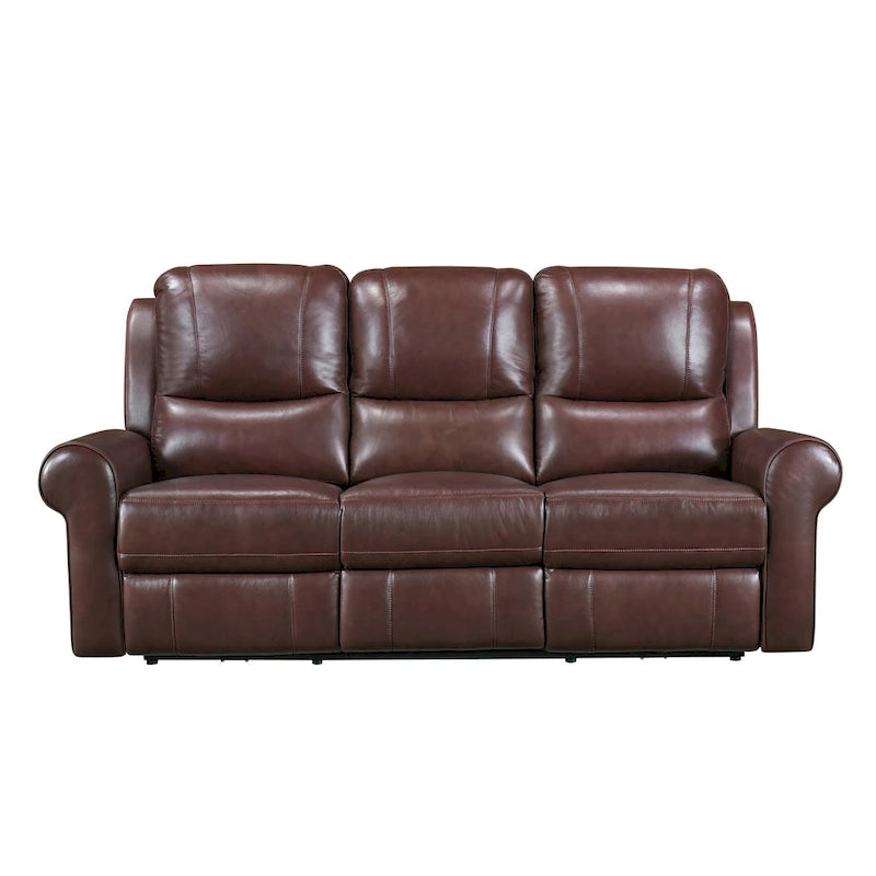82" Power Dual Recliner Sofa with USB Charging, Brown Top Grain Leather