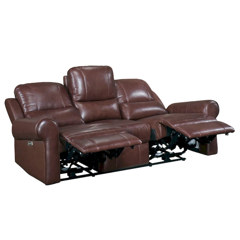 82" Power Dual Recliner Sofa with USB Charging, Brown Top Grain Leather