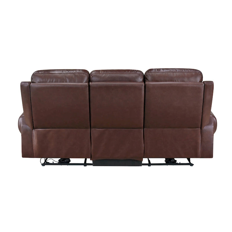 82" Power Dual Recliner Sofa with USB Charging, Brown Top Grain Leather