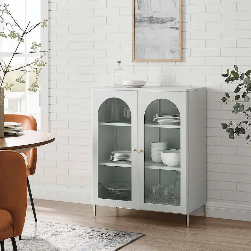 Accent Cabinet with Glass-Front Arched Doors