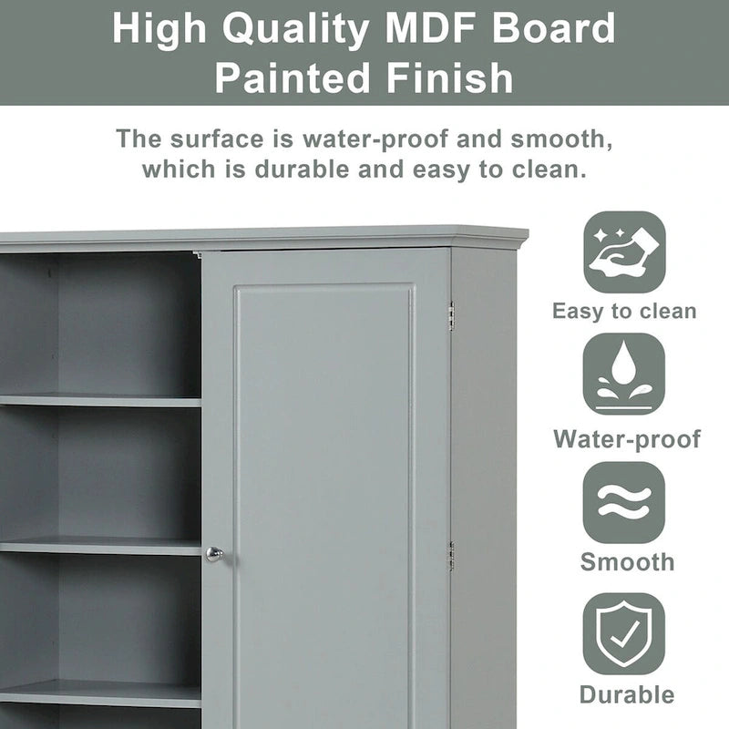Bathroom Storage Cabinet Tall Floor Storage Cabinet with Two Doors and Drawers, Adjustable Shelf