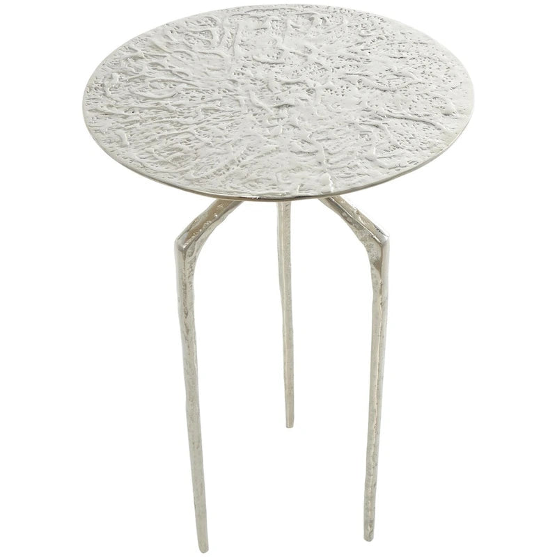 Aluminum Metal Geometric Slim Textured Side Table - Silver, Gold or Gray