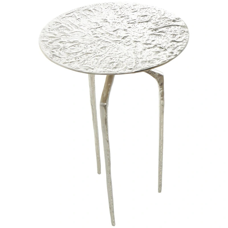 Aluminum Metal Geometric Slim Textured Side Table - Silver, Gold or Gray