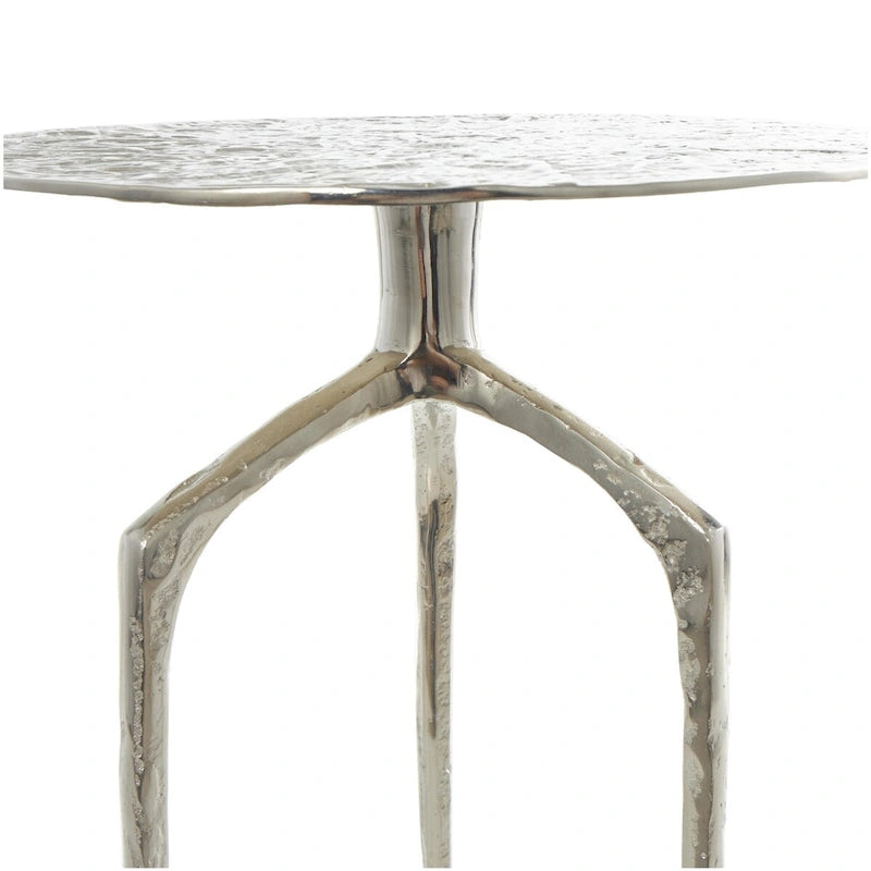 Aluminum Metal Geometric Slim Textured Side Table - Silver, Gold or Gray