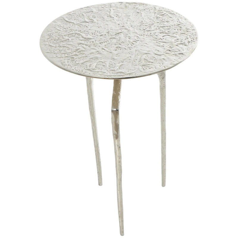 Aluminum Metal Geometric Slim Textured Side Table - Silver, Gold or Gray