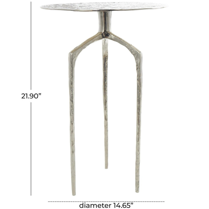 Aluminum Metal Geometric Slim Textured Side Table - Silver, Gold or Gray