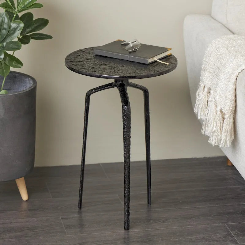 Aluminum Metal Geometric Slim Textured Side Table - Silver, Gold or Gray