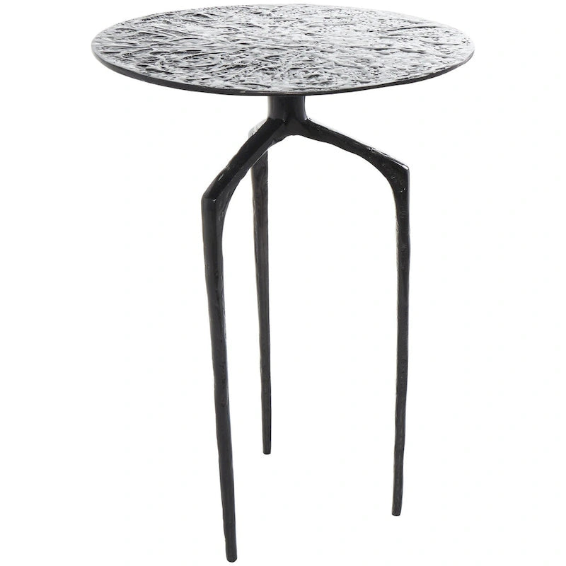 Aluminum Metal Geometric Slim Textured Side Table - Silver, Gold or Gray