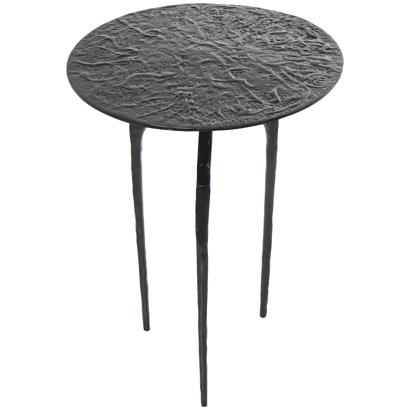 Aluminum Metal Geometric Slim Textured Side Table - Silver, Gold or Gray