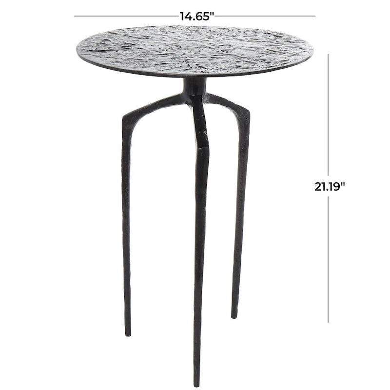 Aluminum Metal Geometric Slim Textured Side Table - Silver, Gold or Gray