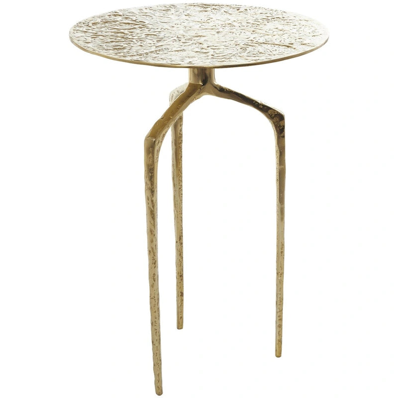 Aluminum Metal Geometric Slim Textured Side Table - Silver, Gold or Gray