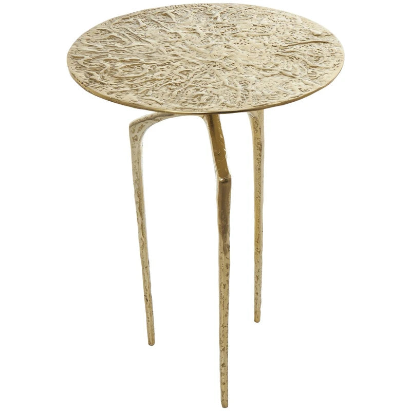 Aluminum Metal Geometric Slim Textured Side Table - Silver, Gold or Gray