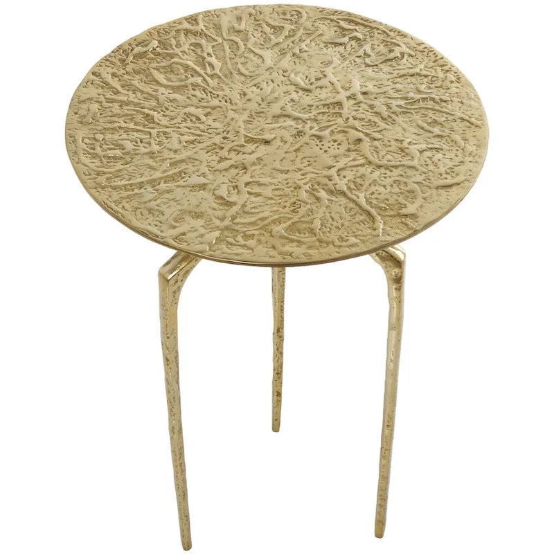 Aluminum Metal Geometric Slim Textured Side Table - Silver, Gold or Gray