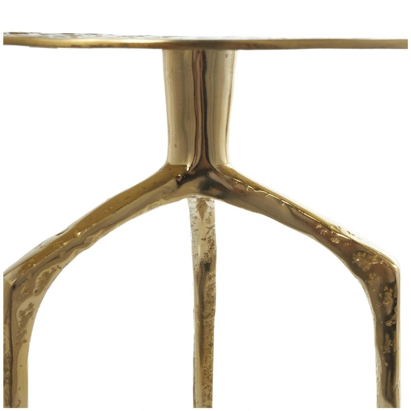 Aluminum Metal Geometric Slim Textured Side Table - Silver, Gold or Gray
