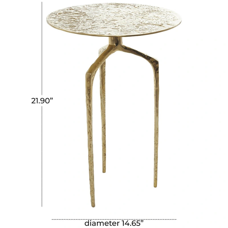 Aluminum Metal Geometric Slim Textured Side Table - Silver, Gold or Gray